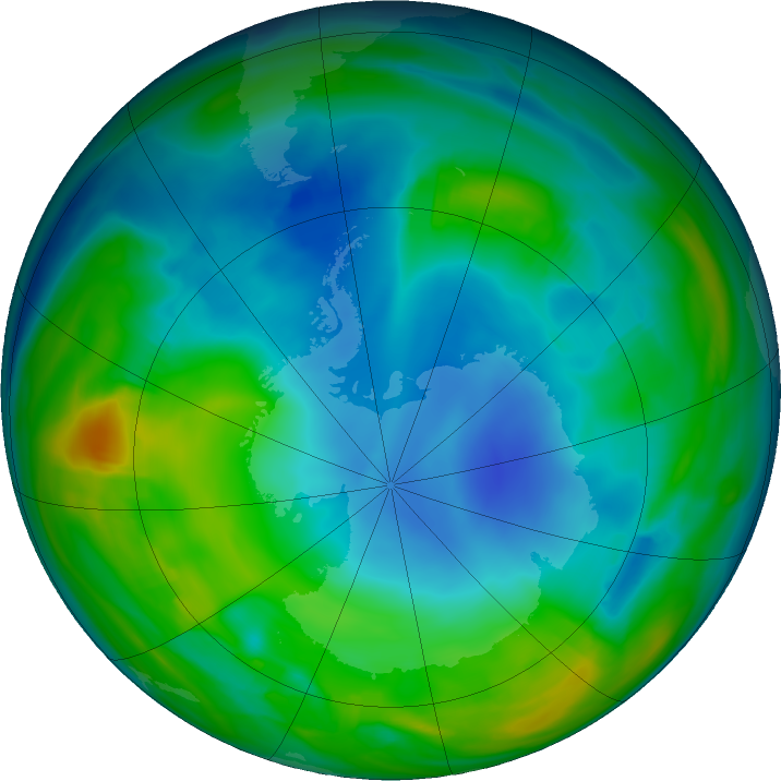 Antarctic ozone map for 02 June 2018
